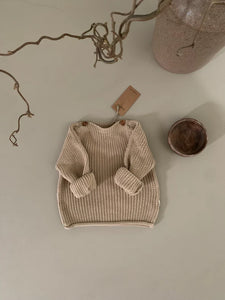 Guapoo - Button Knit Sweater - Beige